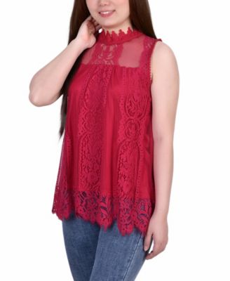 Mock-Neck Lace Top