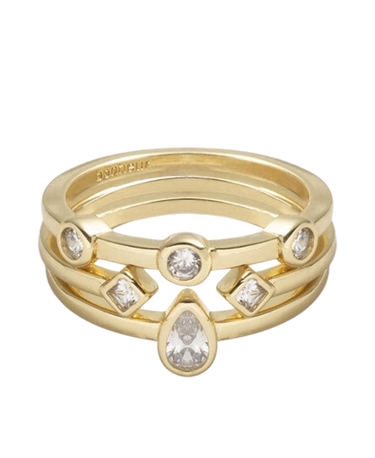 Bonheur Jewelry Louise Piece Stackable Ring Set In Karat Micro Plated Gold Over Brass