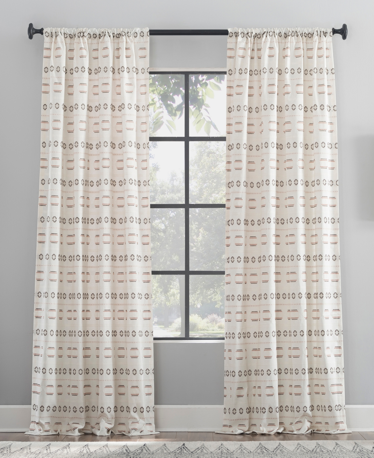 Archaeo Global Stripes Curtain, 50" X 96" In Sienna