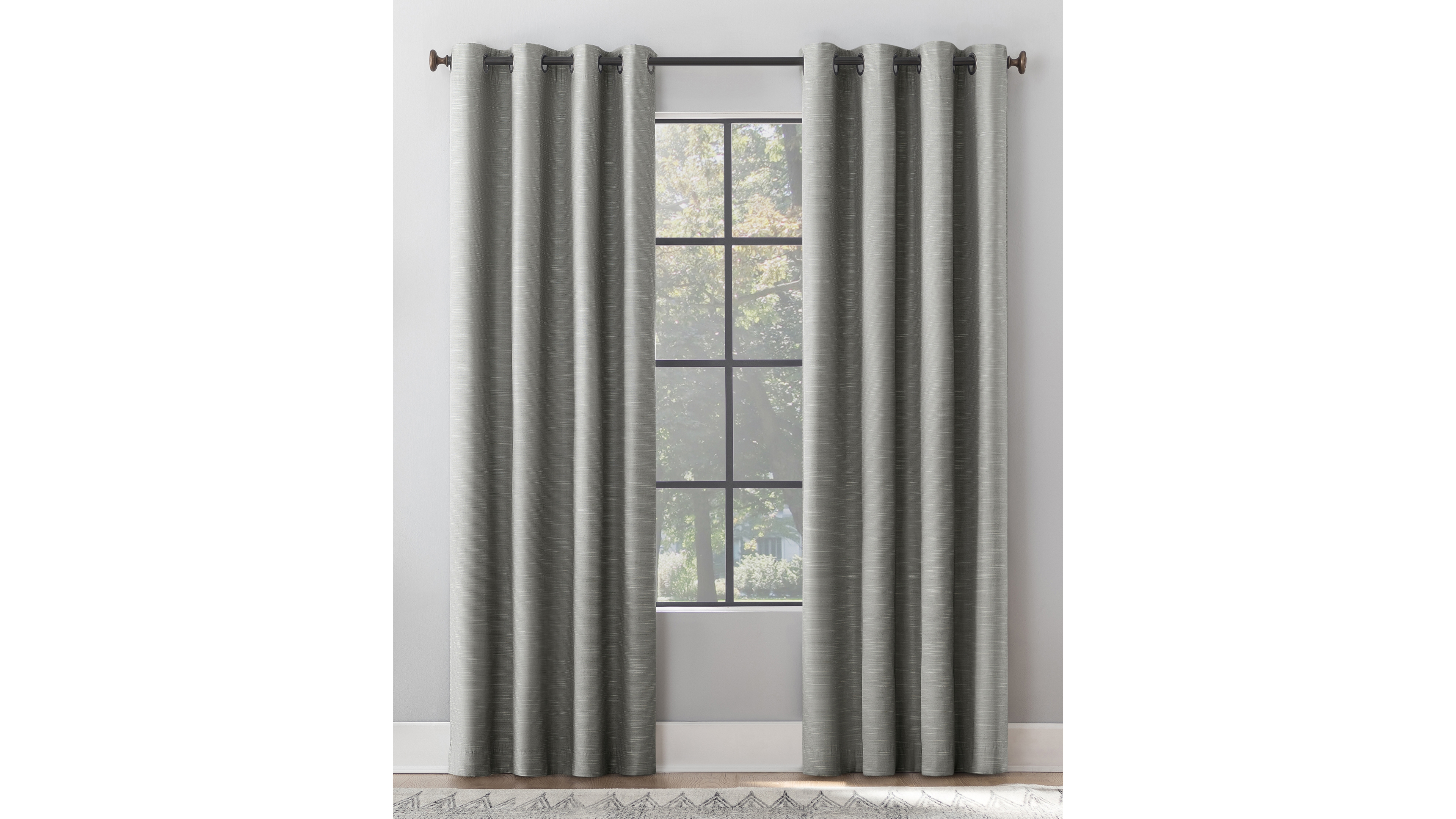 Textured Linen Blend Total Blackout Grommet Top Curtain