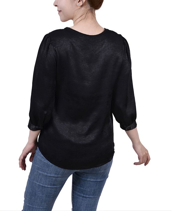NY Collection Women's Elbow Sleeve Satin Blouse & Reviews - Tops ...