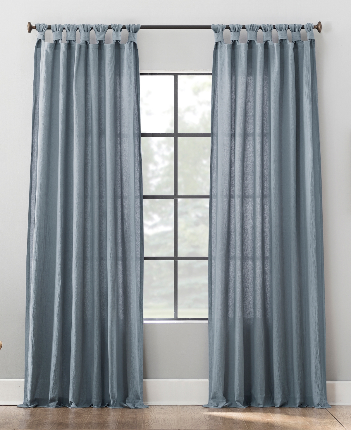 Archaeo Washed Twist Tab Curtain, 52" X 63" In Storm Blue