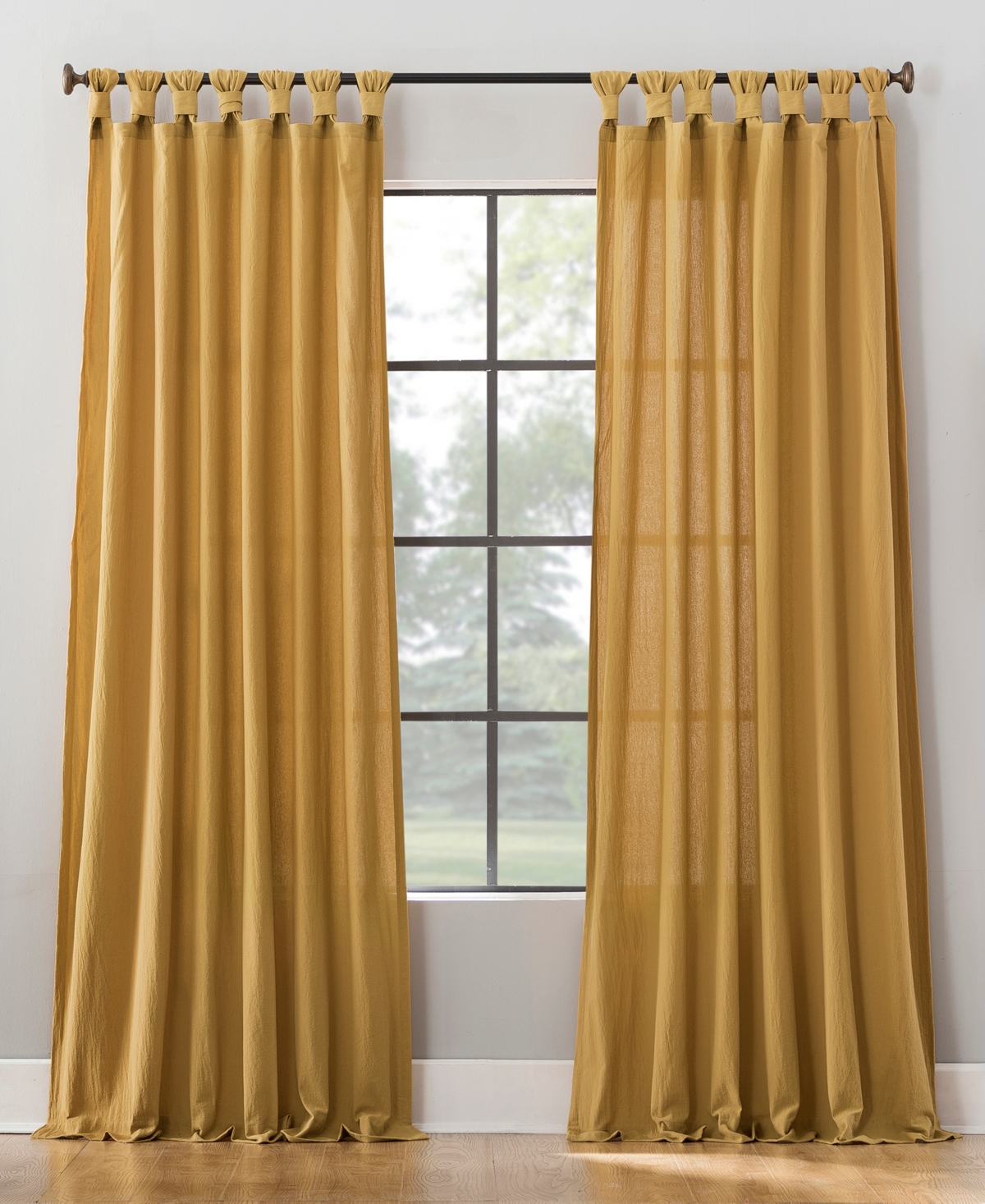 Archaeo Washed Twist Tab Curtain, 52" X 63" In Mustard Yellow