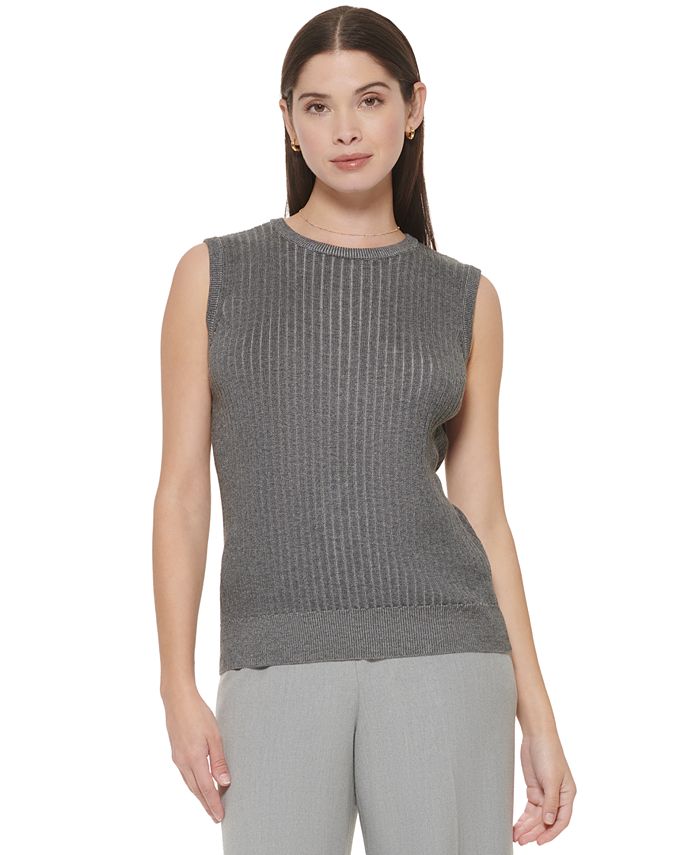 Calvin Klein Women s Ribbed Sleeveless Sweater Macy s