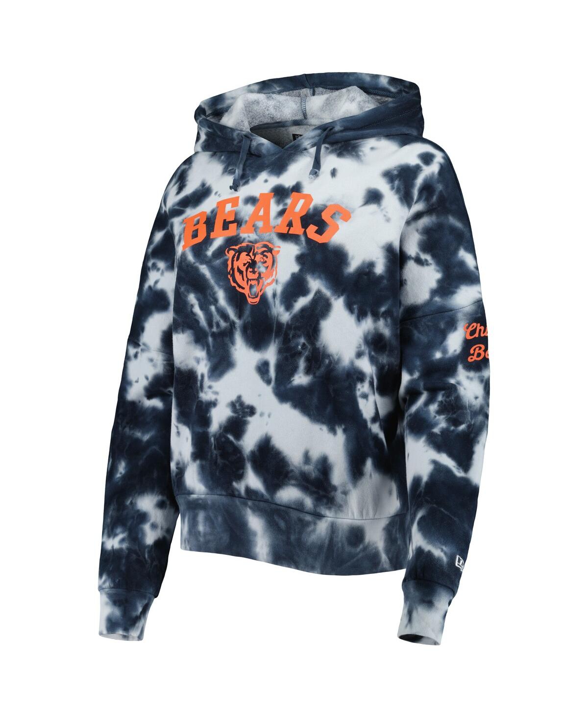 Women's New EraChicago Bears Cloud Dye Fleece Pullover Hoodie - Navy