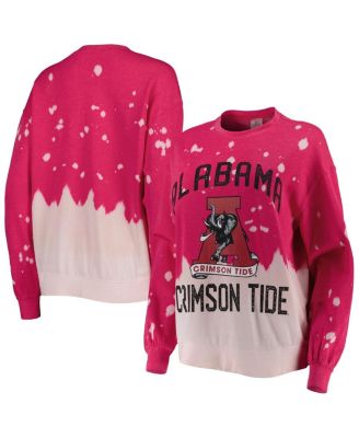 Women's Crimson Alabama Crimson Tide Twice As Nice Faded Dip-Dye Pullover Sweatshirt