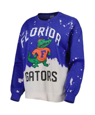 Women's Royal Florida Gators Twice As Nice Faded Dip-Dye Pullover Sweatshirt
