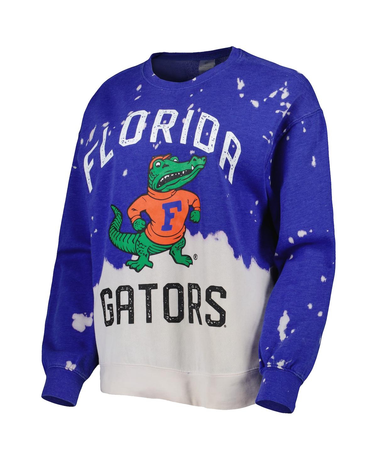 GAMEDAY COUTURE WOMEN'S GAMEDAY COUTURE ROYAL FLORIDA GATORS TWICE AS NICE FADED DIP-DYE PULLOVER SWEATSHIRT 
