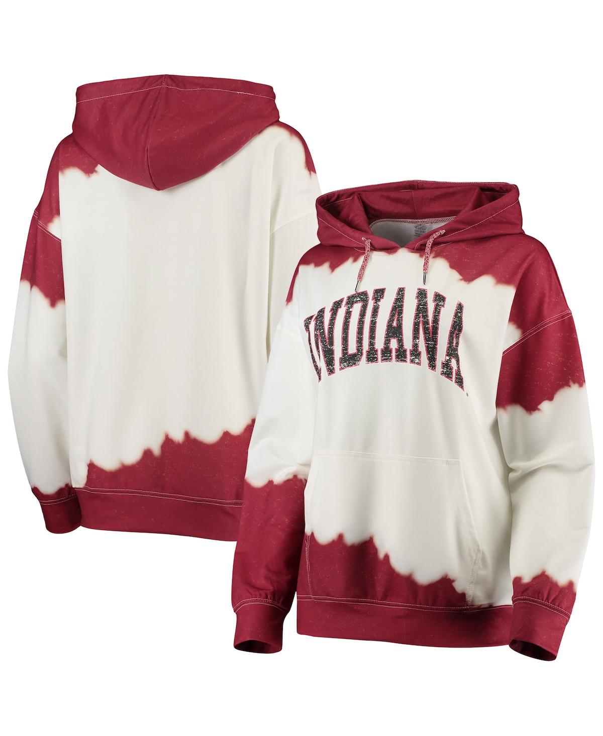 Shop Gameday Couture Women's  White, Crimson Indiana Hoosiers For The Fun Double Dip-dyed Pullover Hoodie In White,crimson