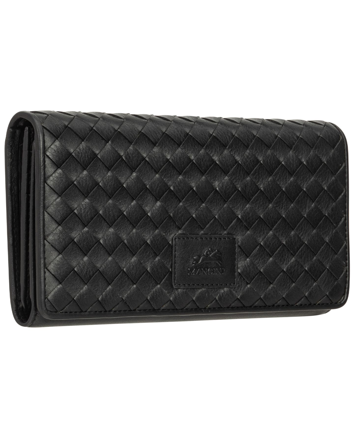 Женский кошелёк Mancini Basket Weave с RFID-защитой, тройное сложение, цвет: Чёрный — фото 2