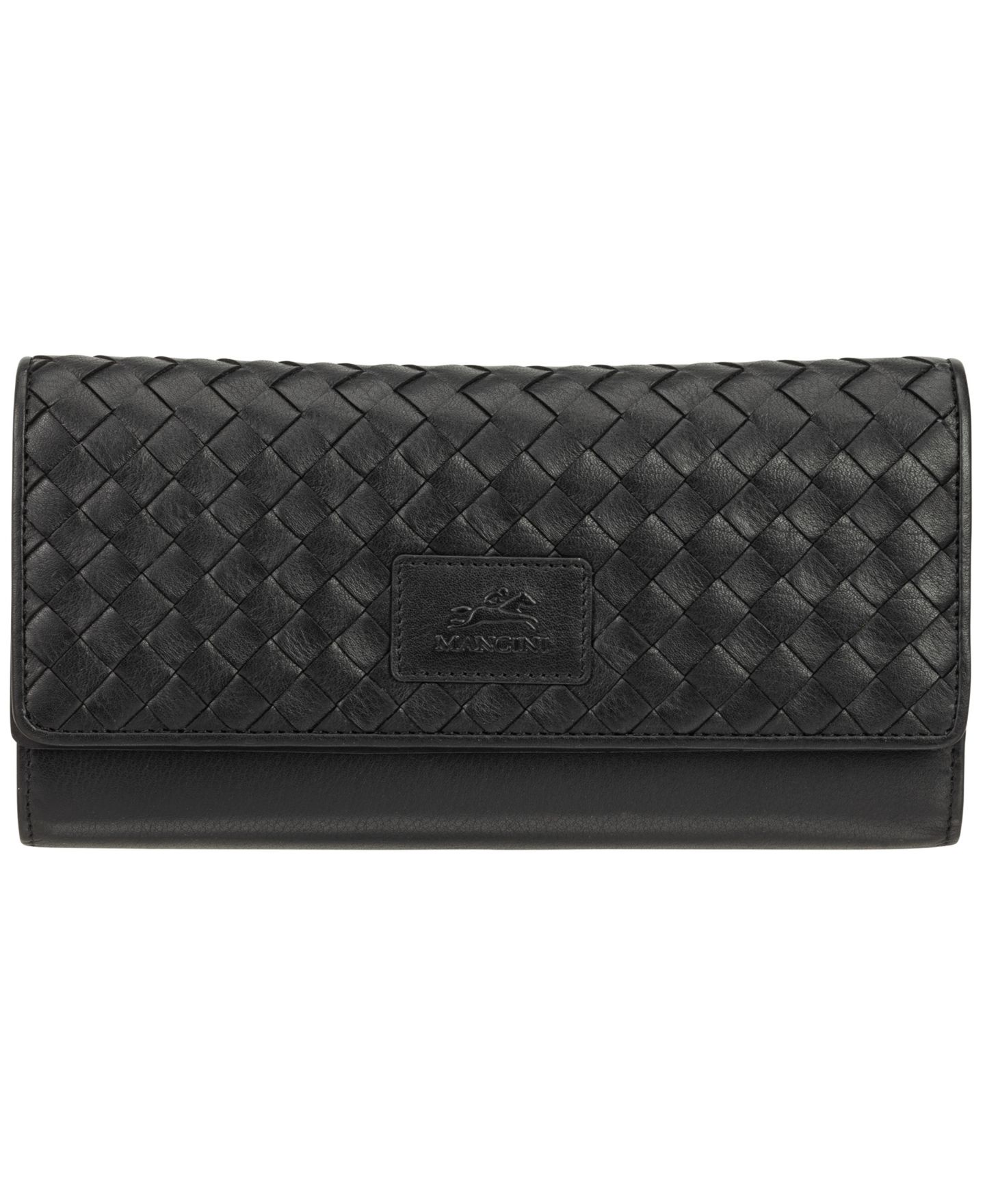 Женский кошелёк Mancini Basket Weave с RFID-защитой, четыре сложения, цвет: Чёрный — фото 1