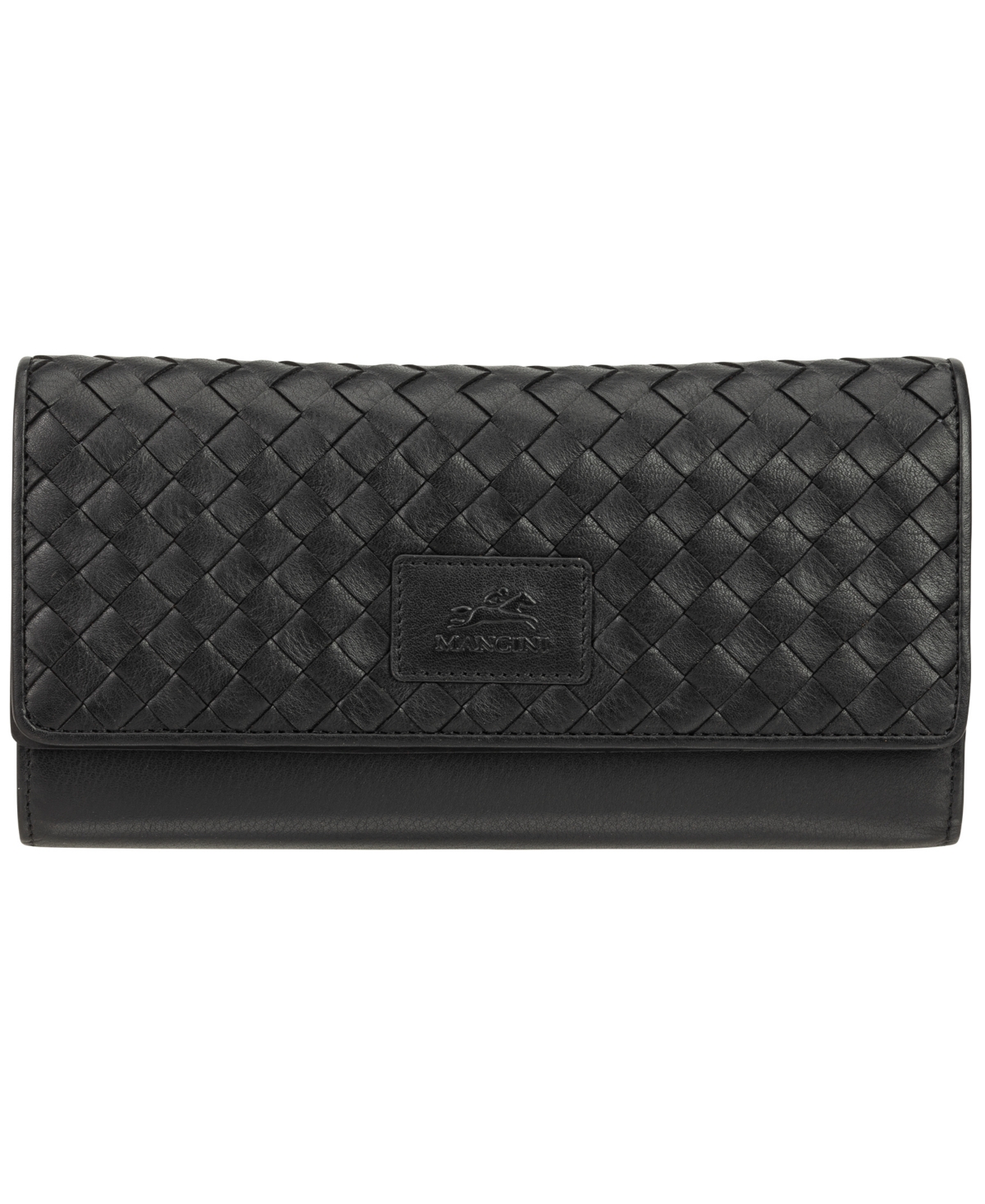 Women's Basket Weave Collection Rfid Secure Quadruple Fold Wallet - Red