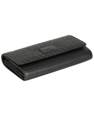 Women's Basket Weave Collection RFID Secure Quadruple Fold Wallet