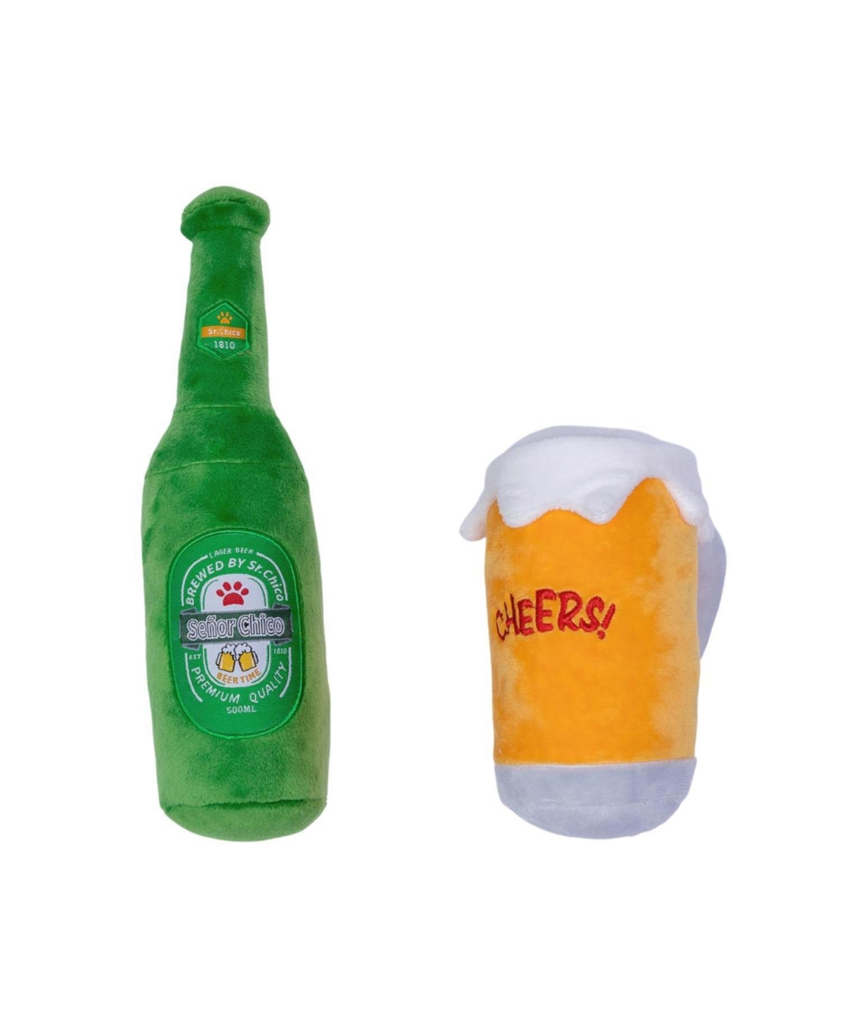 Beer-cheers Crinkle And Squeaky Plush Dog Toy Combo - Open Miscellaneous