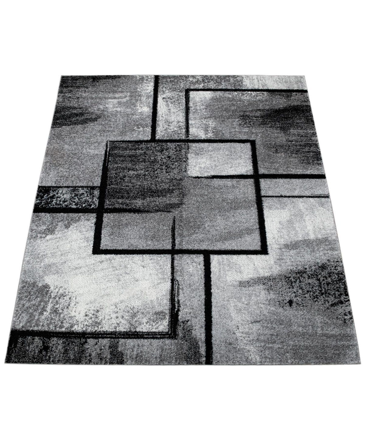 Area Rug Mondial Geometric Design Grey Black - 24" x 39"