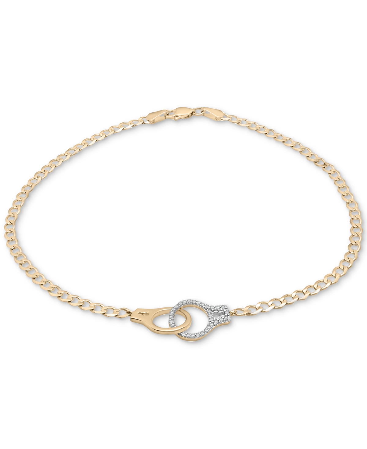 Diamond Handcuff Ankle Bracelet (1/6 ct. t.w.) in 10k Gold, Created for Macy's - K Yellow Gold