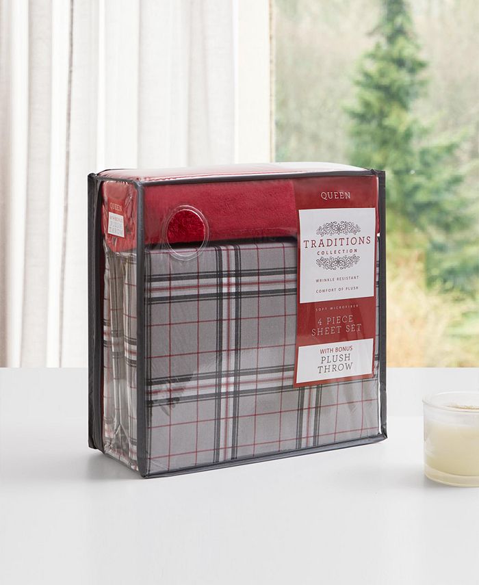 Jessica Sanders Holiday Microfiber 5Pc. King Sheet Set and Throw