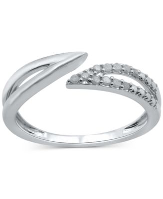Diamond Openwork Bypass Ring (1/10 ct. t.w.) in Sterling Silver - Macy's