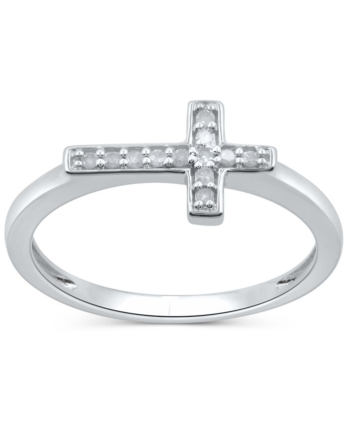 Macy s Diamond East West Cross Ring 1 10 ct. t.w. in Sterling