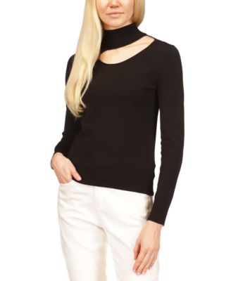 mock neck cutout sweater