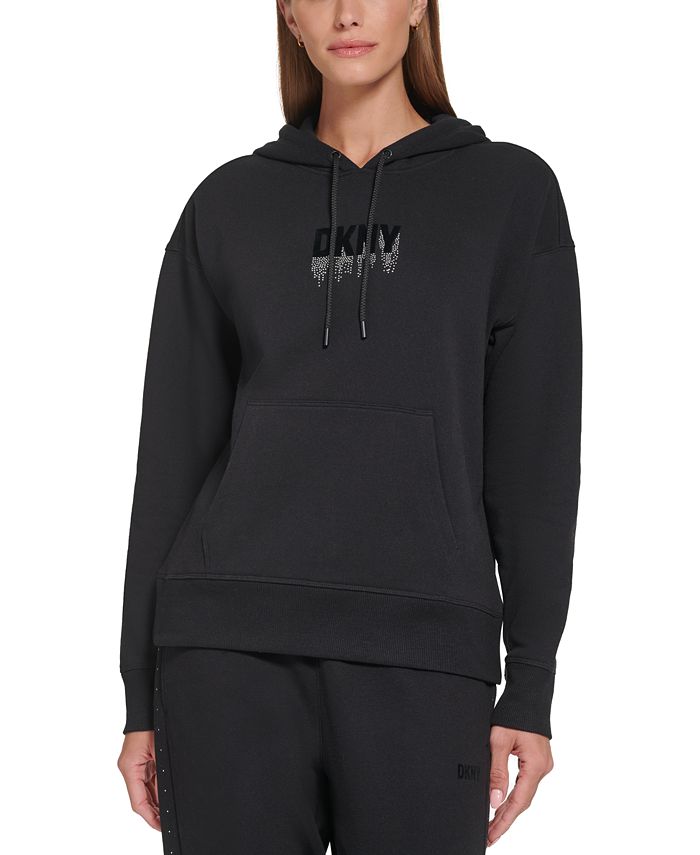 DKNY Women's Rhinestone Logo Hooded Sweatshirt - Macy's