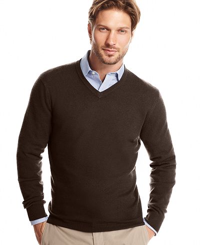 Club Room Big and Tall Cashmere V-Neck Solid Sweater