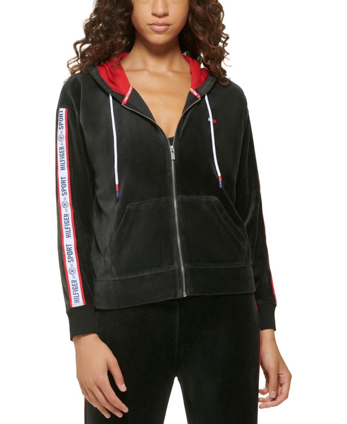 fængelsflugt søm Etablering Tommy Hilfiger Sport Women's Zip-Front Velour Hooded Sweatshirt | Smart  Closet