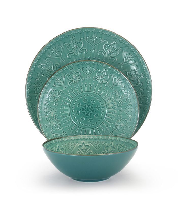 Elama Reactive Glaze Mozaic 16 Piece Luxurious Stoneware Dinnerware Set ...