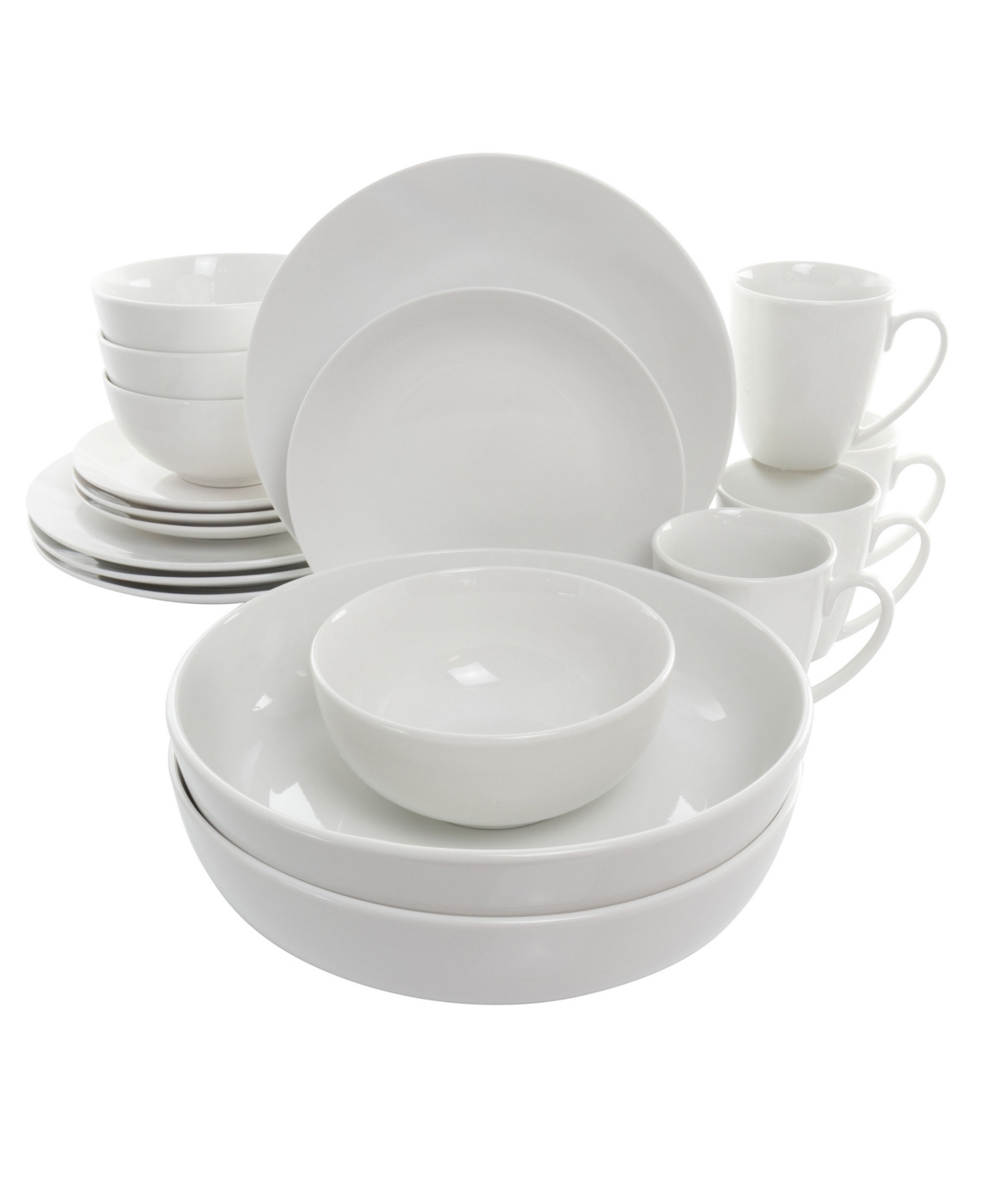 Josefa 18 Piece Porcelain Dinnerware Set with Large Serving Bowls - White
