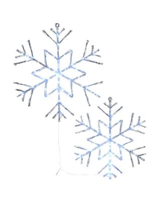 6-Point Star Ice Crystal Snowflake Pair with LED Lights