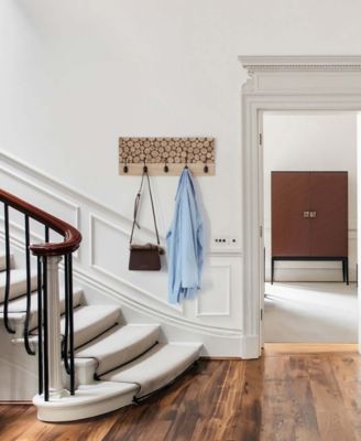 Natural Wood Hook Rack with Five Hooks for Entryway, Office, Bedroom, and Playroom