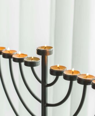 Modern 9 Branch Lighting Thin Pipe Hanukkah Menorah, Small