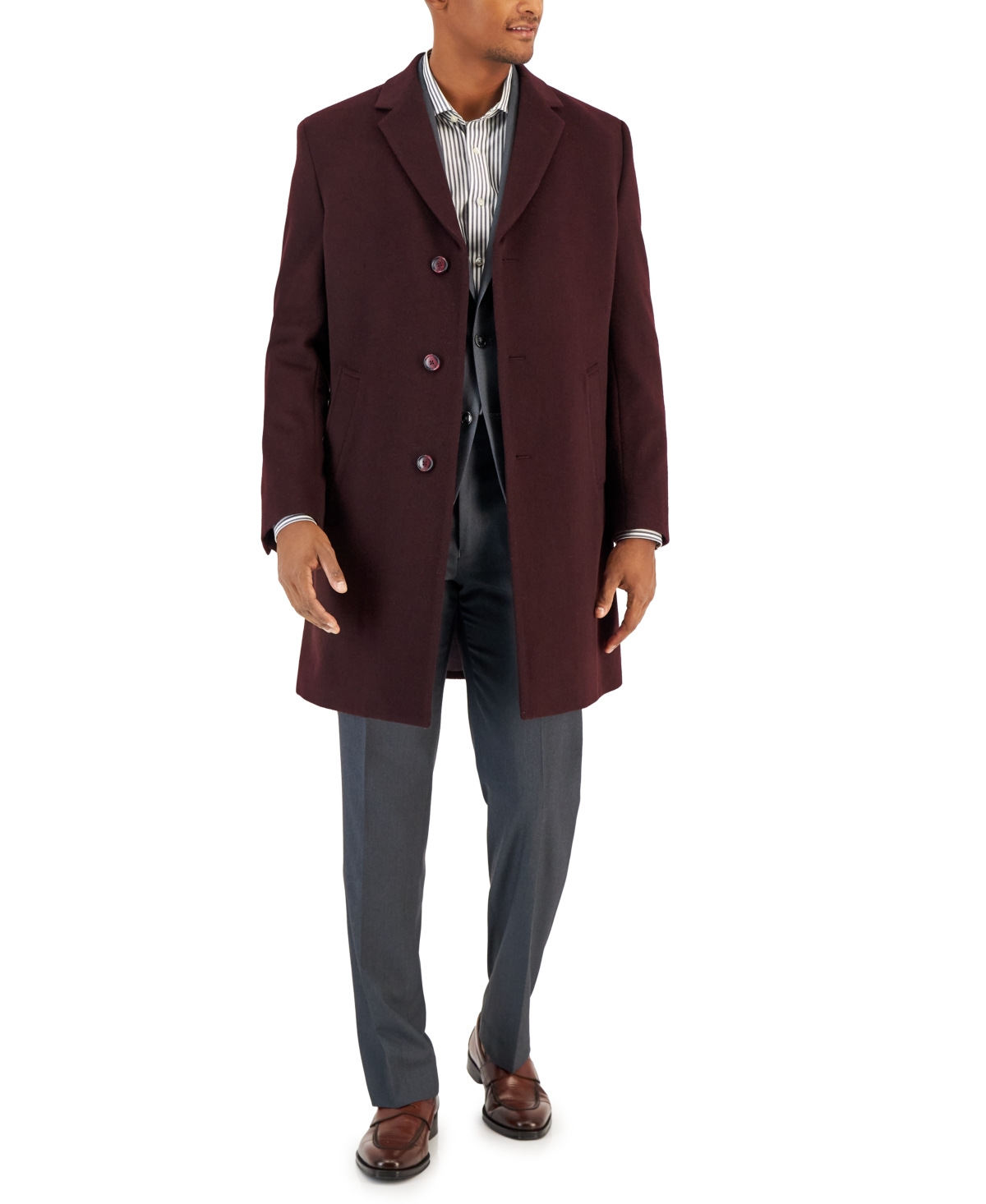 Shop Nautica Men's Classic-fit Camber Wool Overcoat In Burgundy