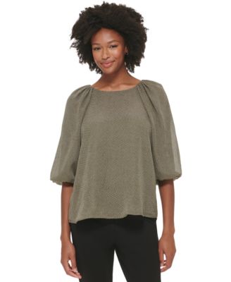Calvin Klein - Women's Textured Lantern Sleeve Top
