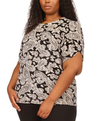 Michael Kors - Plus Size Printed Petal-Sleeve Top