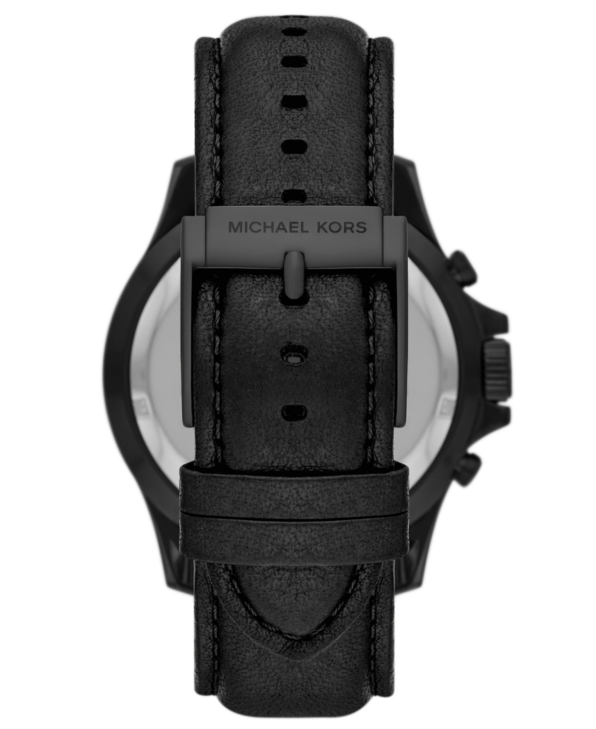 Shop Michael Kors Men's Everest Chronograph Black Leather Strap Watch 45mm