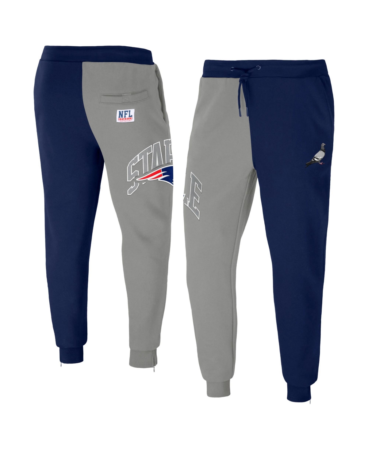 Nfl Properties Men's Nfl X Staple Navy, Gray New England Patriots Split Logo Fleece Pants In Navy,gray