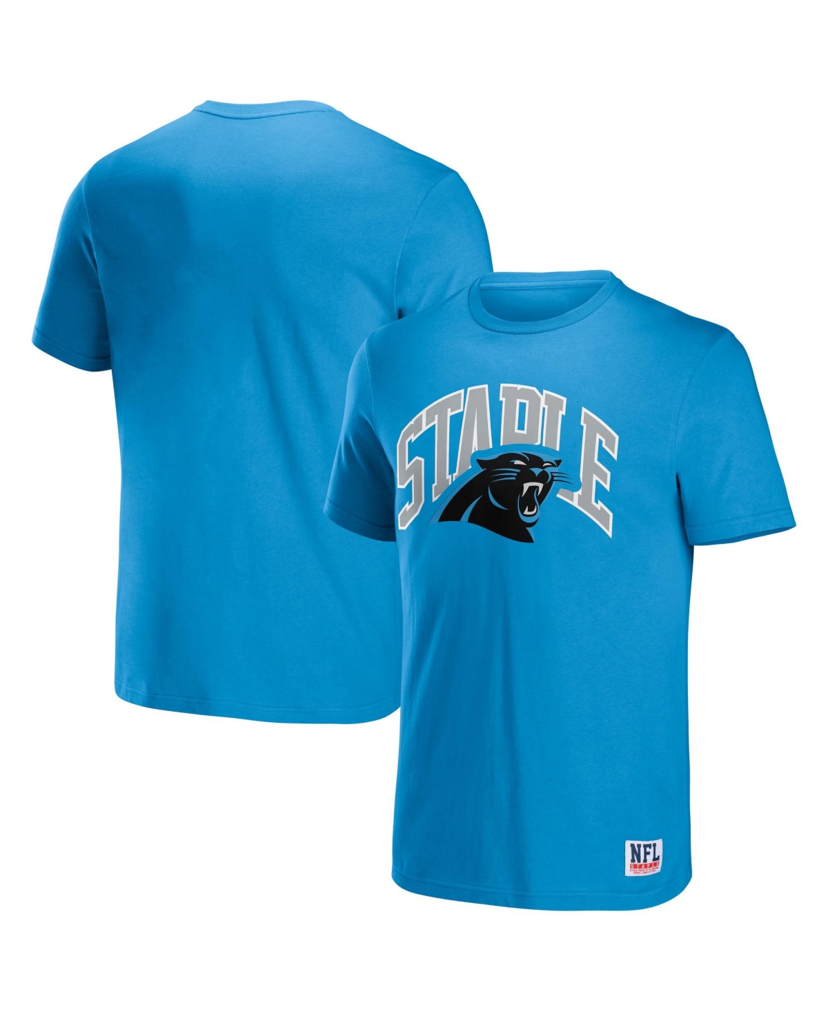 Men's Nfl X Staple Blue Carolina Panthers Lockup Logo Short Sleeve T-shirt - Blue