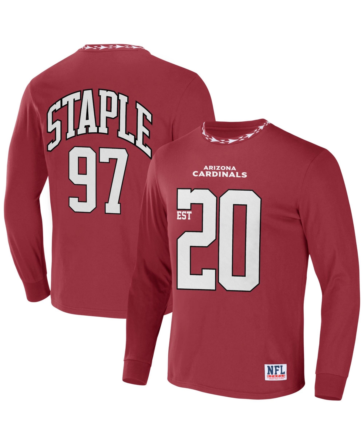 Nfl Properties Men's Nfl X Staple Red Arizona Cardinals Core Long Sleeve Jersey Style T-shirt