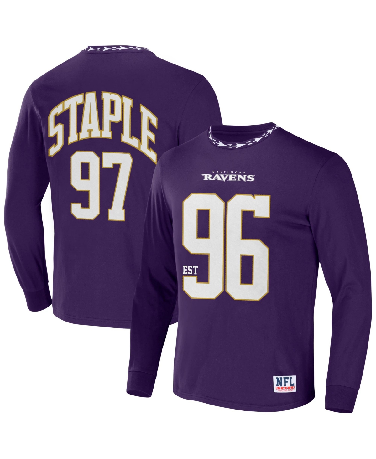 Men's Nfl X Staple Purple Baltimore Ravens Core Long Sleeve Jersey Style T-shirt - Purple