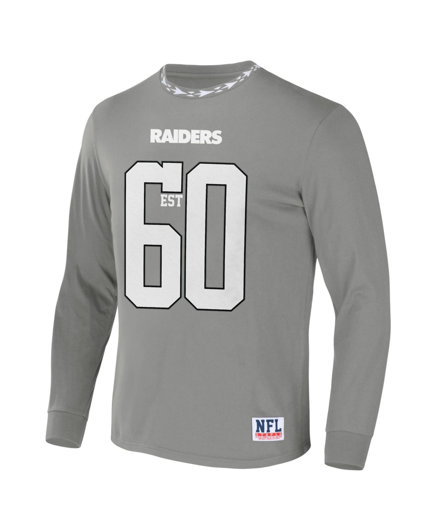 Мужская футболка NFL Properties NFL X Staple Gray Las Vegas Raiders Core Long Sleeve Jersey Style — фото 3