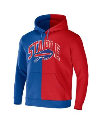 Men's NFL X Staple Royal, Red Buffalo Bills Split Logo Pullover Hoodie