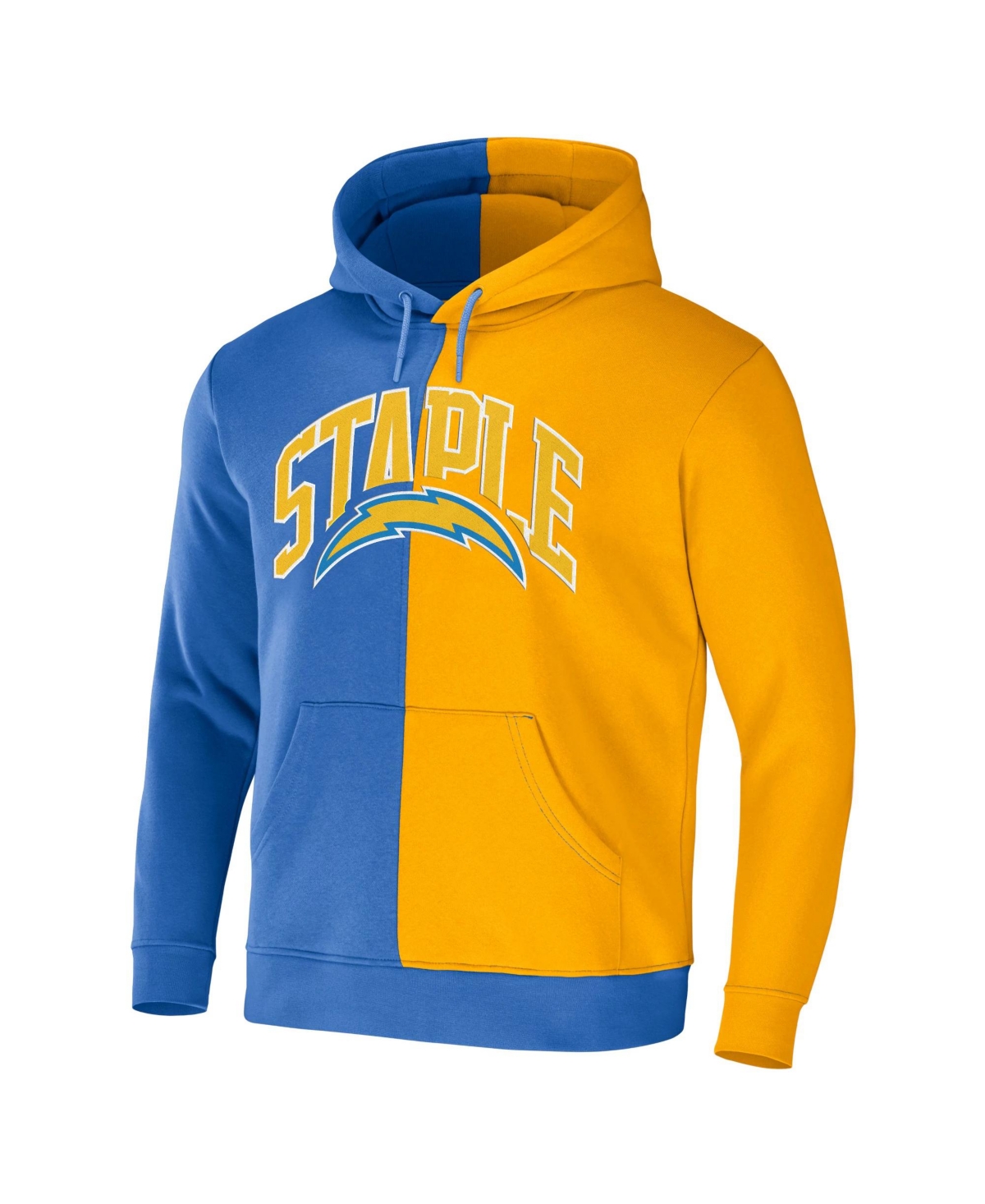 Shop Nfl Properties Men's Nfl X Staple Blue, Yellow Los Angeles Chargers Split Logo Pullover Hoodie In Blue,yellow