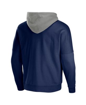 Men's NFL X Staple Navy New England Patriots Oversized Gridiron Vintage-Like Wash Pullover Hoodie