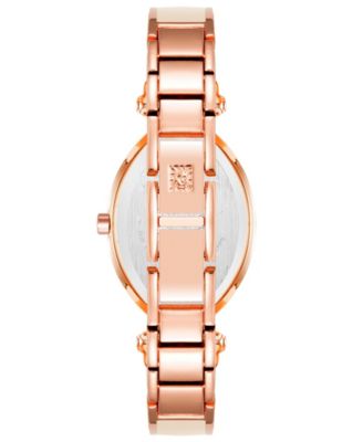 Women's Three-Hand Quartz Rose Gold-Tone Alloy with Blush Enamel Bracelet Watch, 24mm