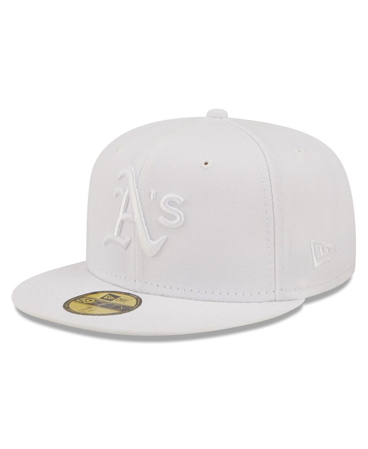 Shop New Era Men's  Oakland Athletics White On White 59fifty Fitted Hat