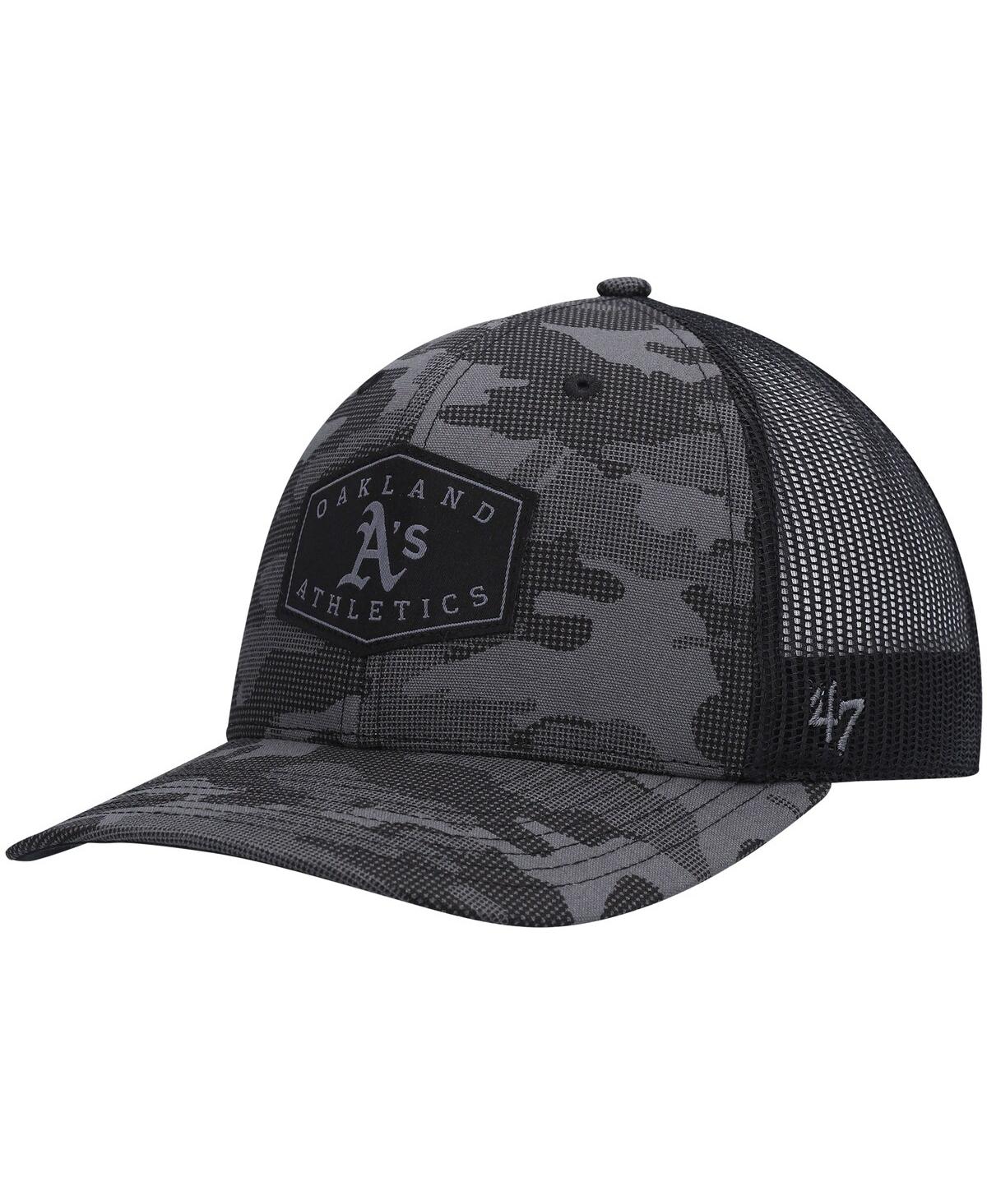 47 Brand Men's '47 Charcoal Oakland Athletics Tonal Camo Convoy Trucker Snapback Hat