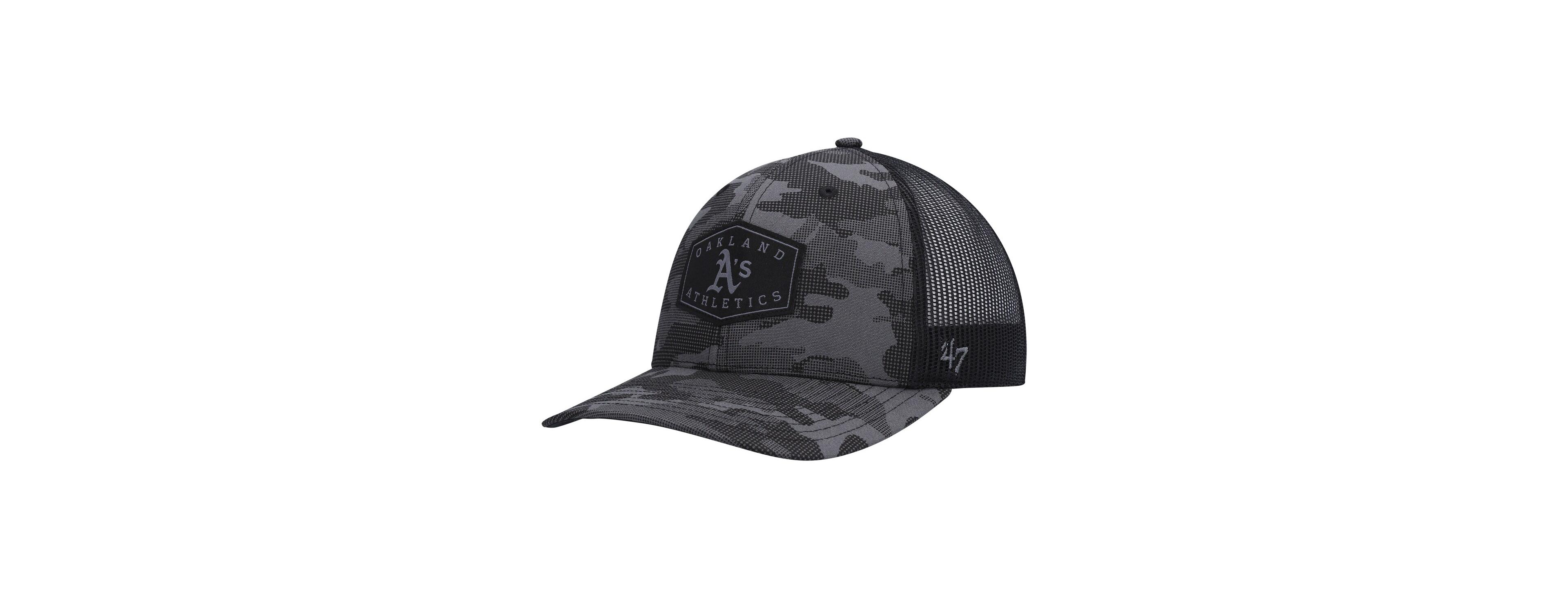 Men's '47 Charcoal Oakland Athletics Tonal Camo Convoy Trucker Snapback Hat