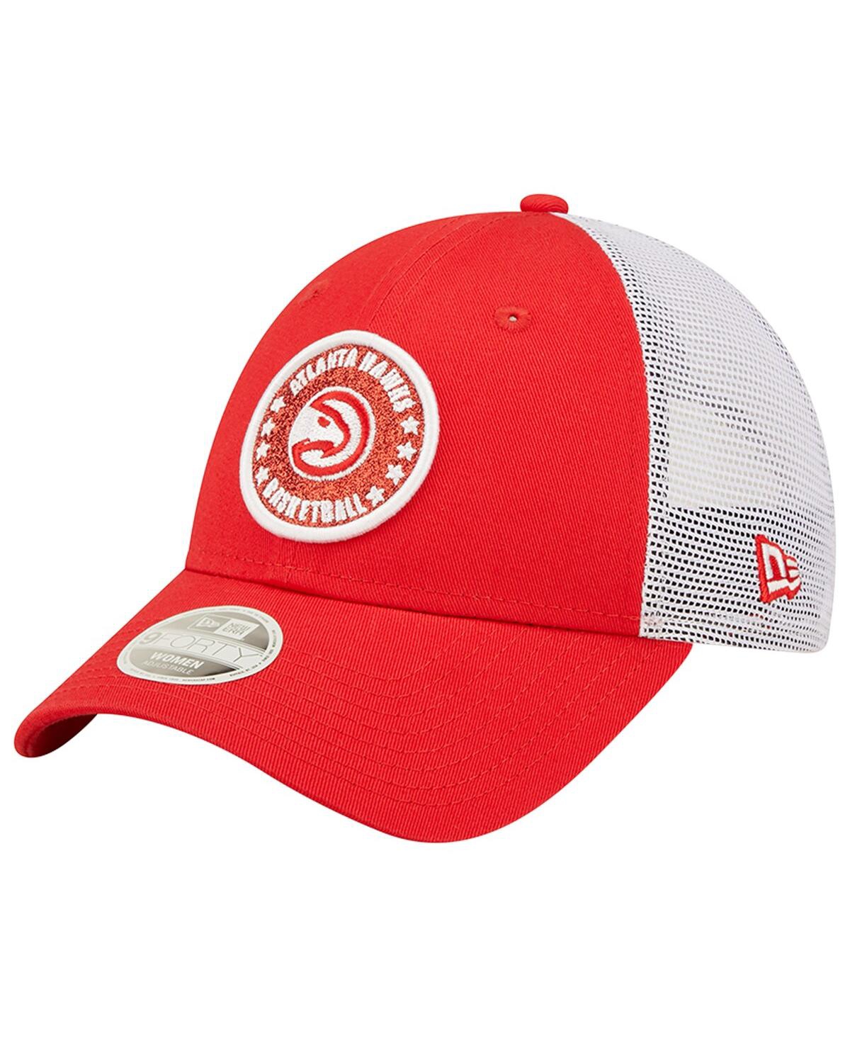 Shop New Era Women's  Red, White Atlanta Hawks Glitter Patch 9forty Snapback Hat In Red,white