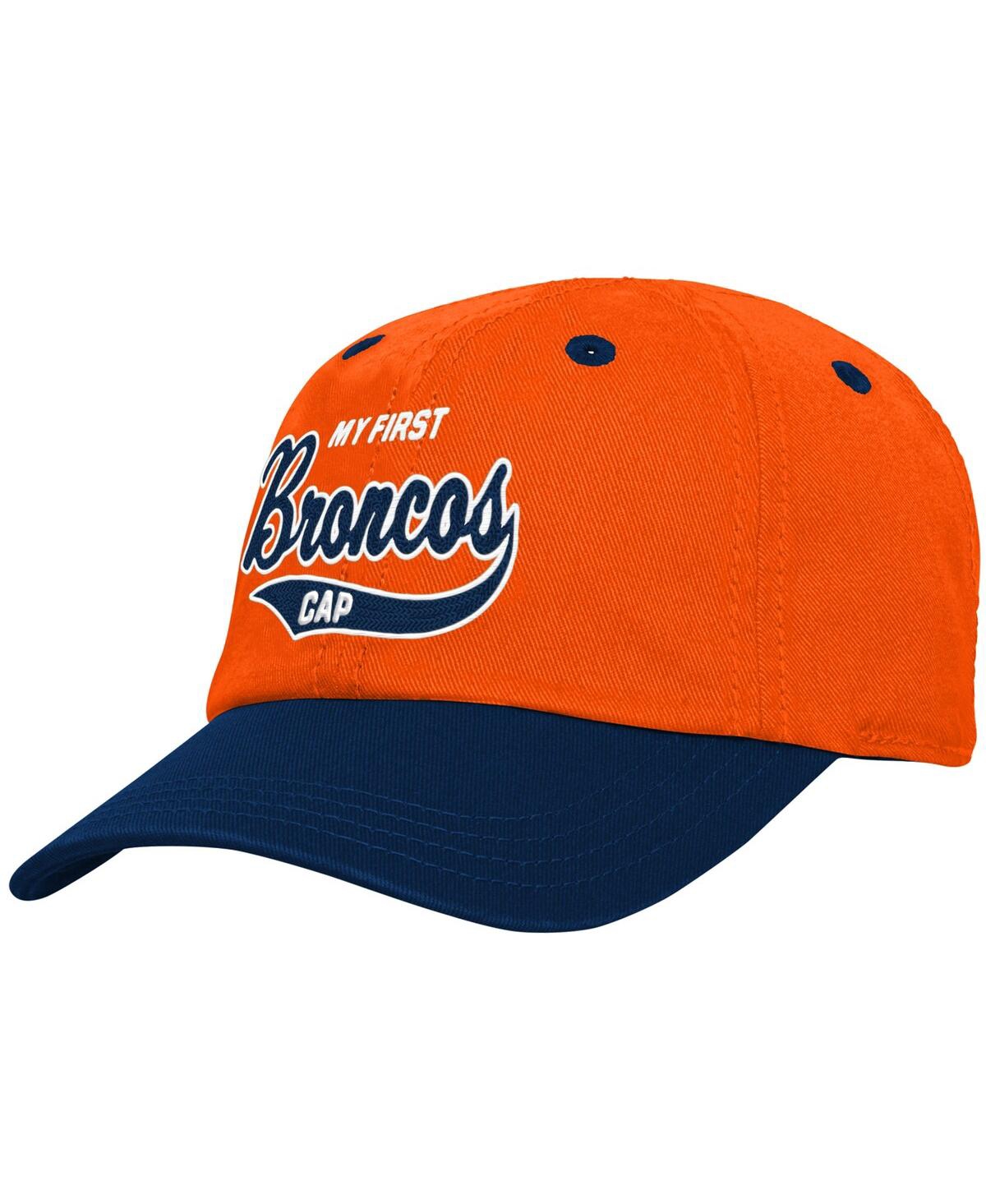 Outerstuff Babies' Infant Boys Orange And Navy Denver Broncos My First Tail Sweep Slouch Flex Hat In Orange,navy